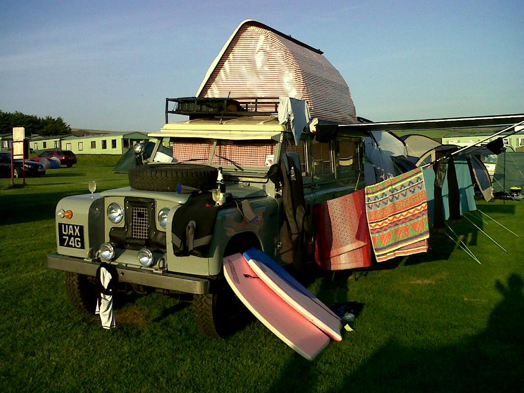 Land Rover Dormobile on laundry day